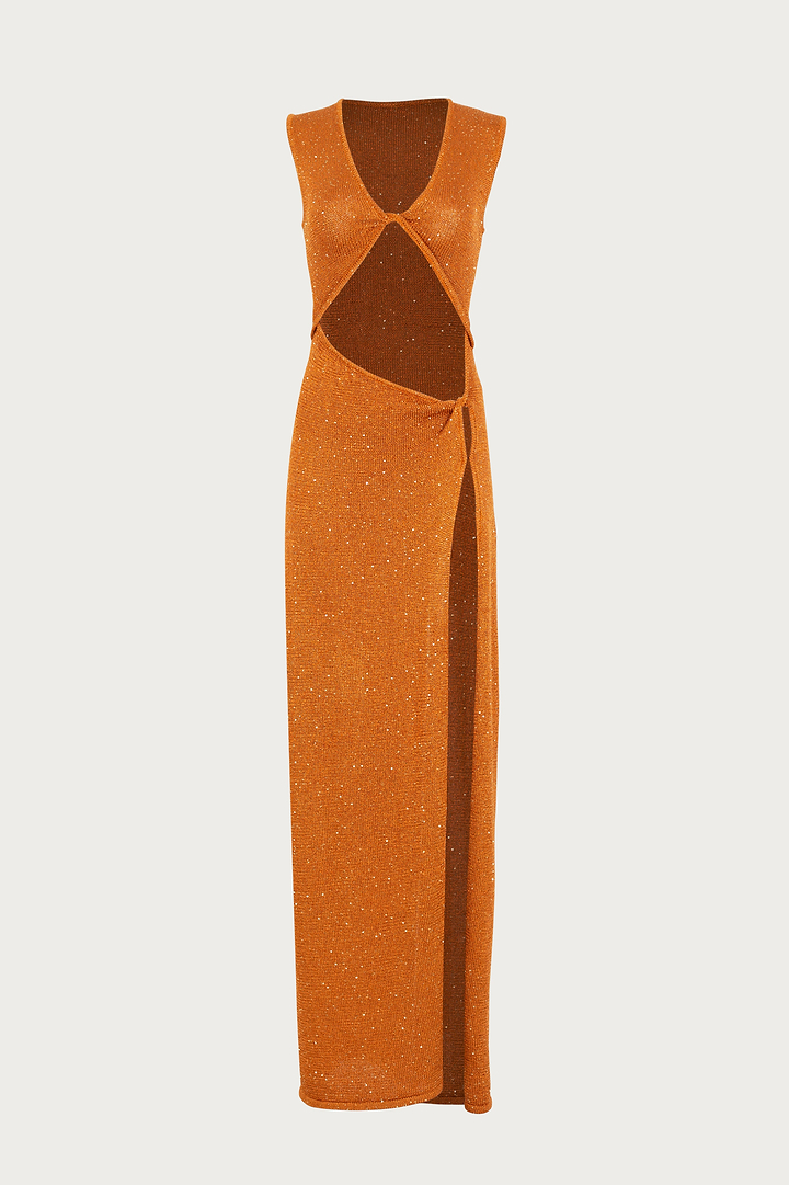Cut Out Twist Dress (Copper Sequin)
