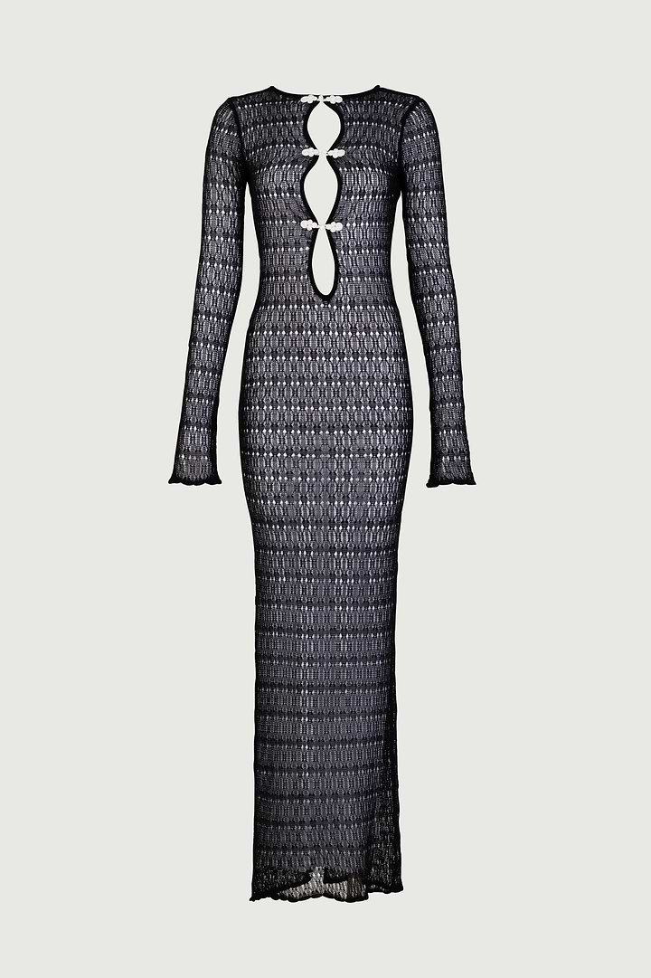 black and white crochet dress SAME Keyhole Crochet Dress | Black