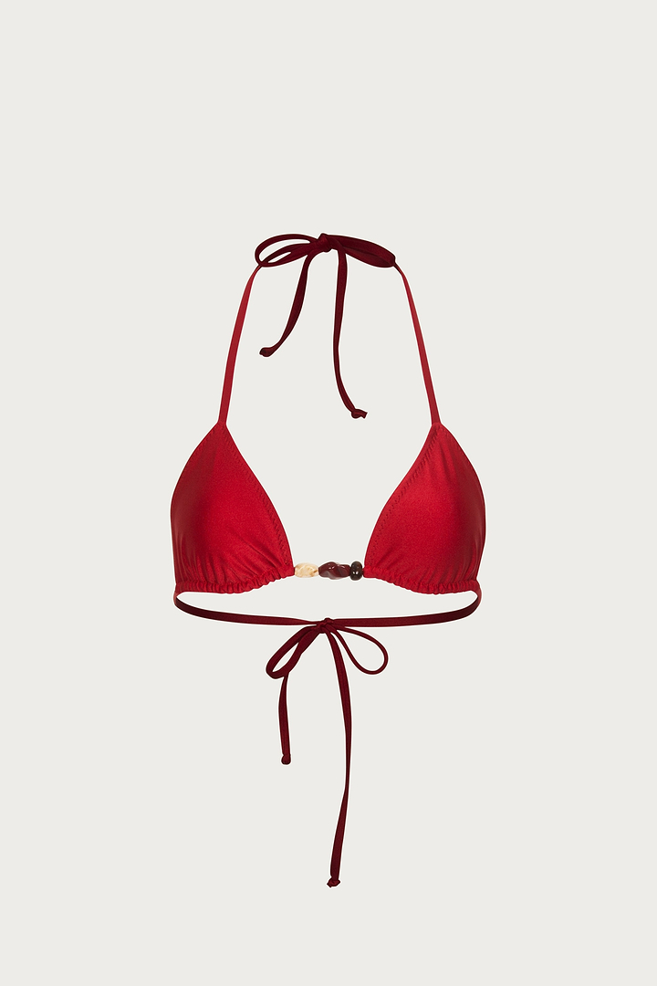 Stone Beaded Triangle Top (Red)