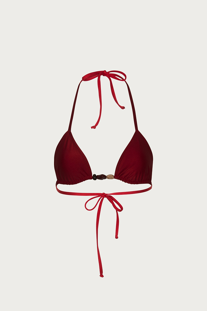 Stone Beaded Triangle Top (Red)