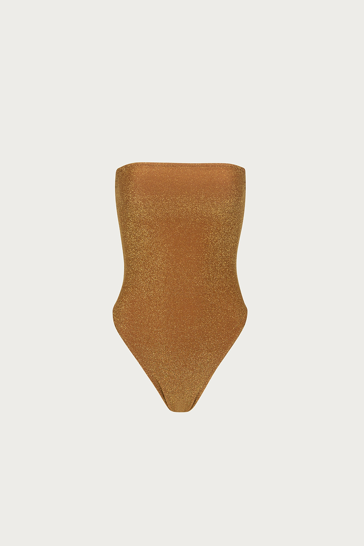 Strapless One Piece (Mocha Shimmer Lurex)