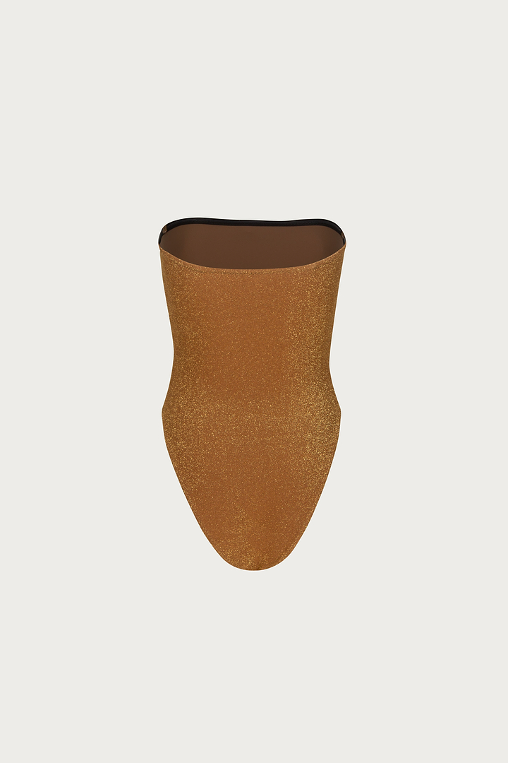 Strapless One Piece (Mocha Shimmer Lurex)