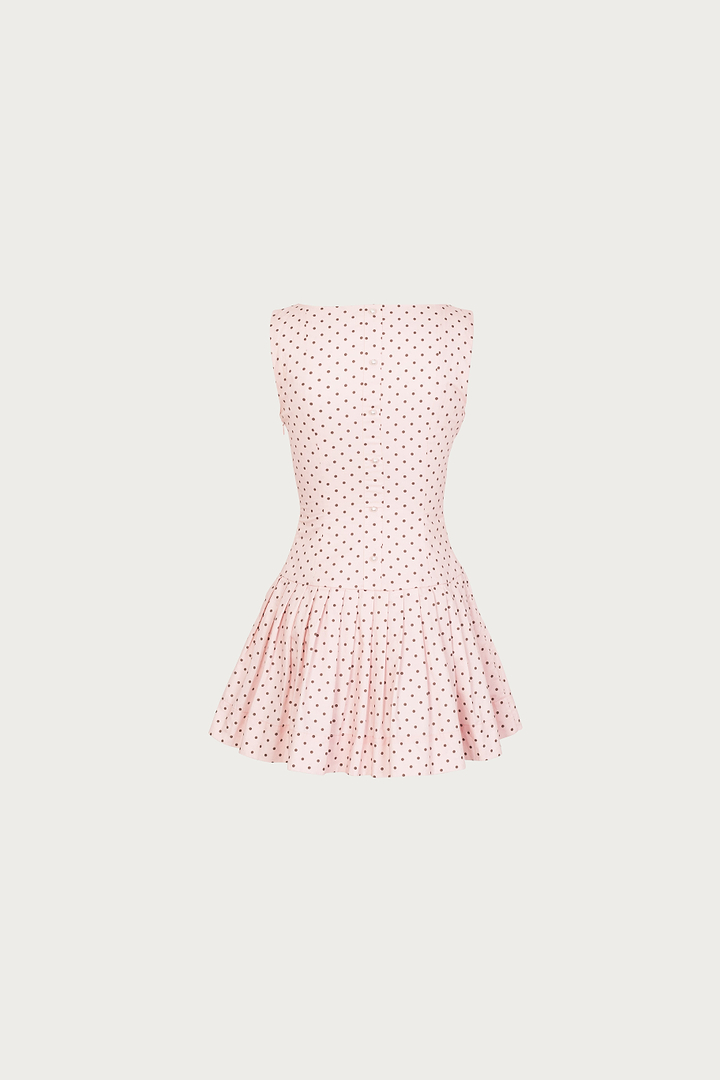 Poplin Mini Dress (Pink Polka Dot)