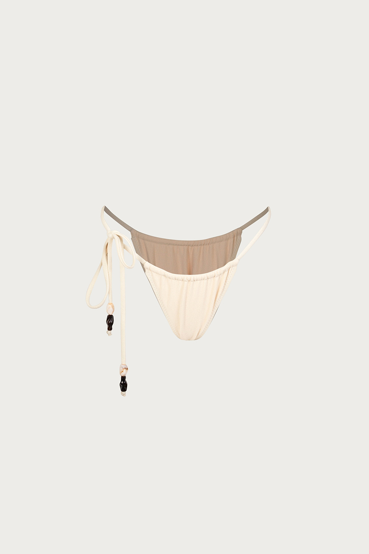 Stone Beaded String Bottom (Faux Suede Cream)