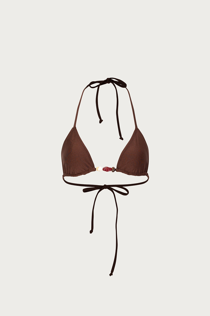 Stone Beaded Triangle Top (Chocolate Brown)