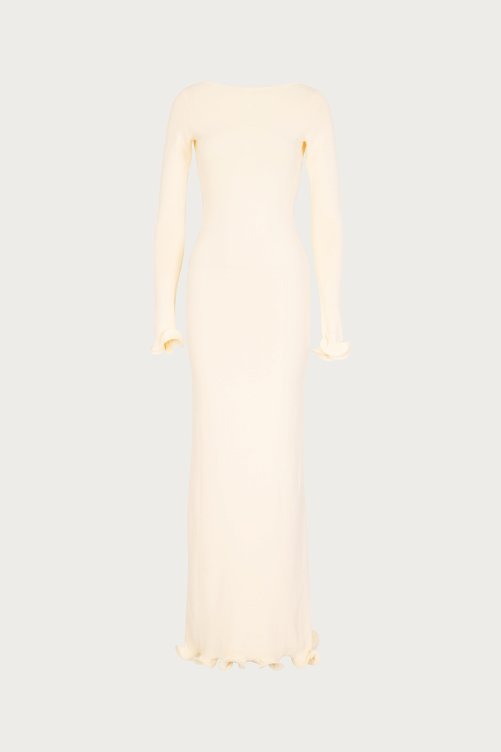 Ruffle Hem Maxi Dress (Cream)