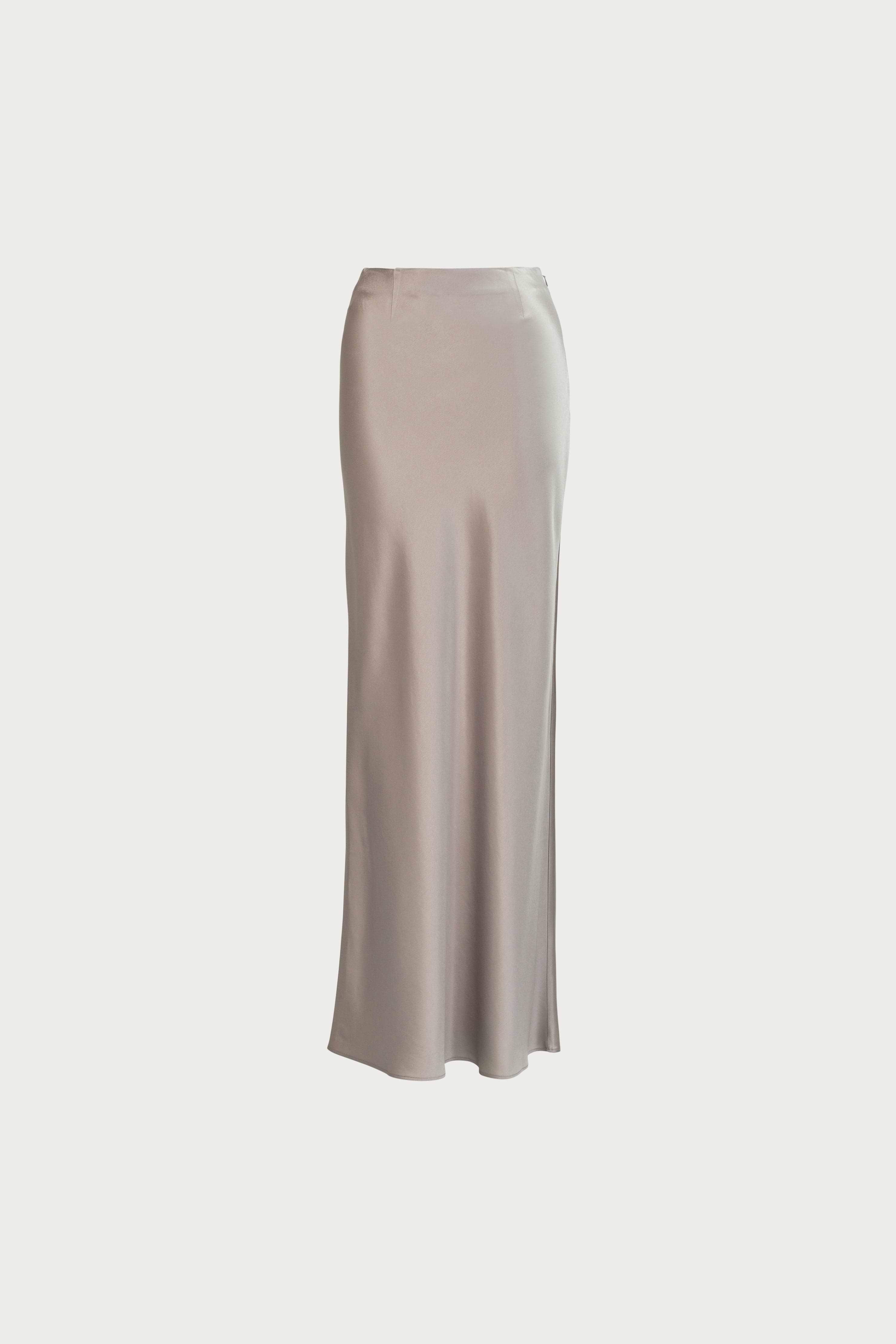 SAME | SATIN MAXI SKIRT | Silver | Women's Long Sleeve Top