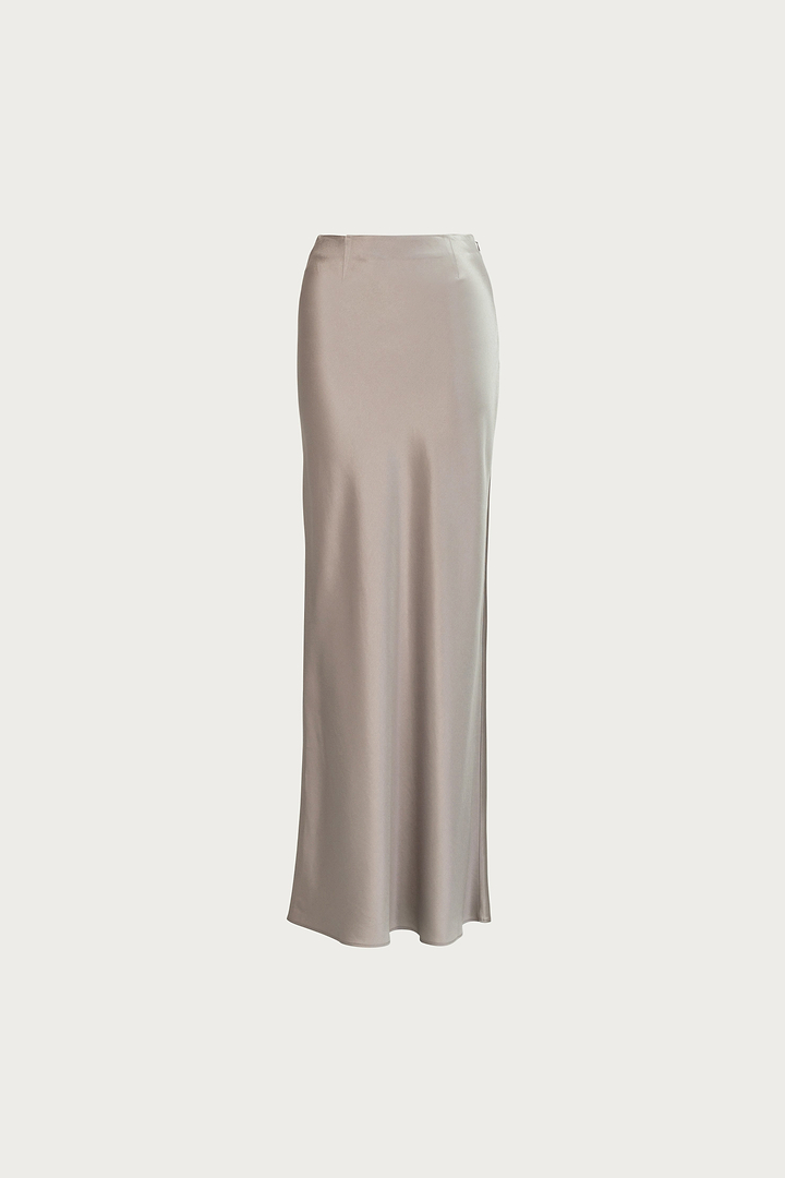 Satin Maxi Skirt (Silver)
