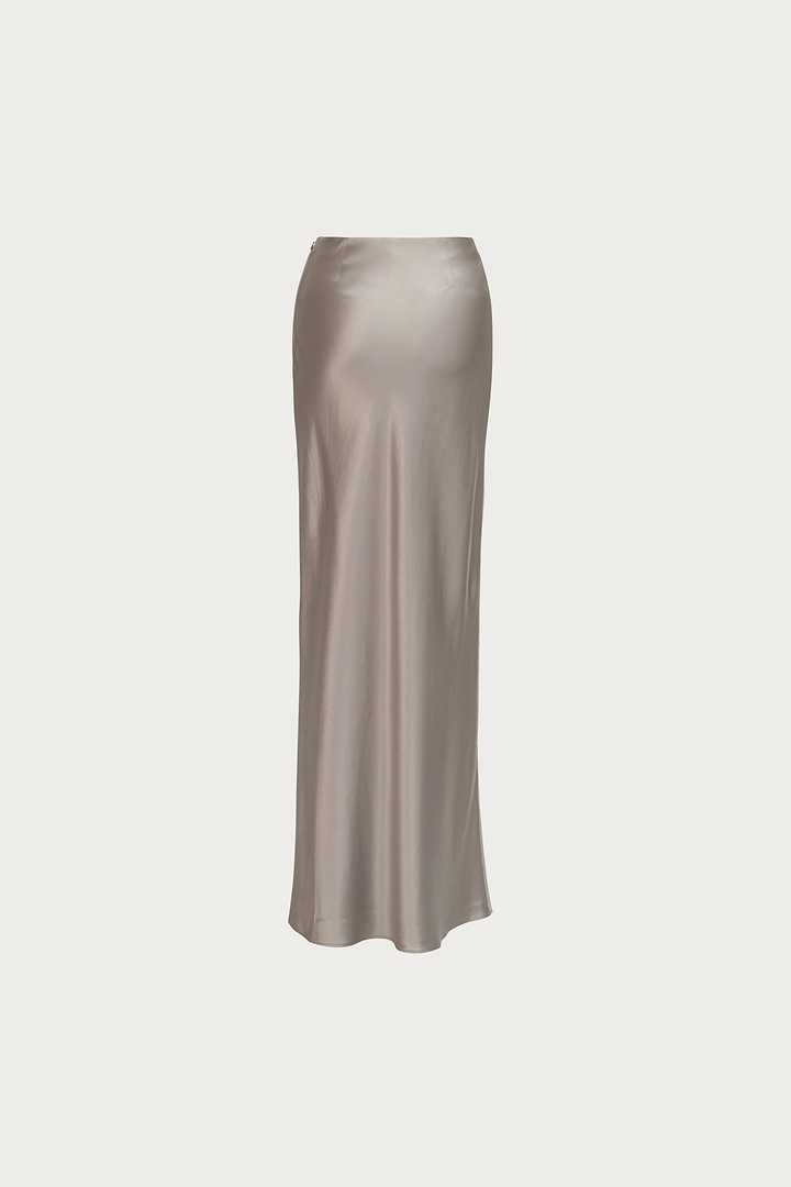 Satin Maxi Skirt (Silver)