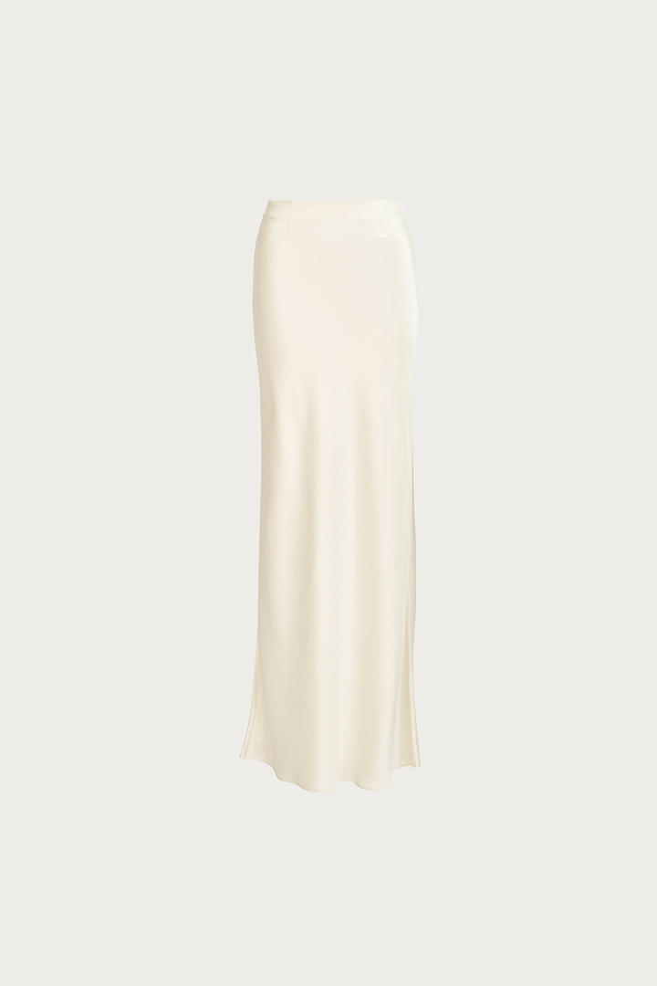 Satin Maxi Skirt (Cream)