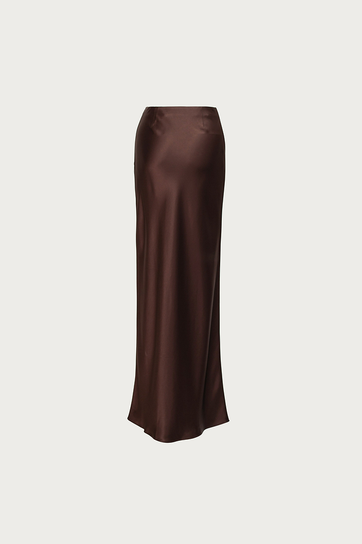 Satin Maxi Skirt (Chocolate Brown)