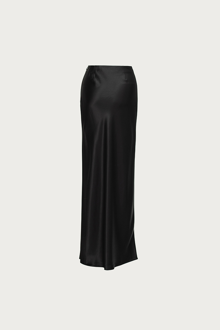 Satin Maxi Skirt (Black)