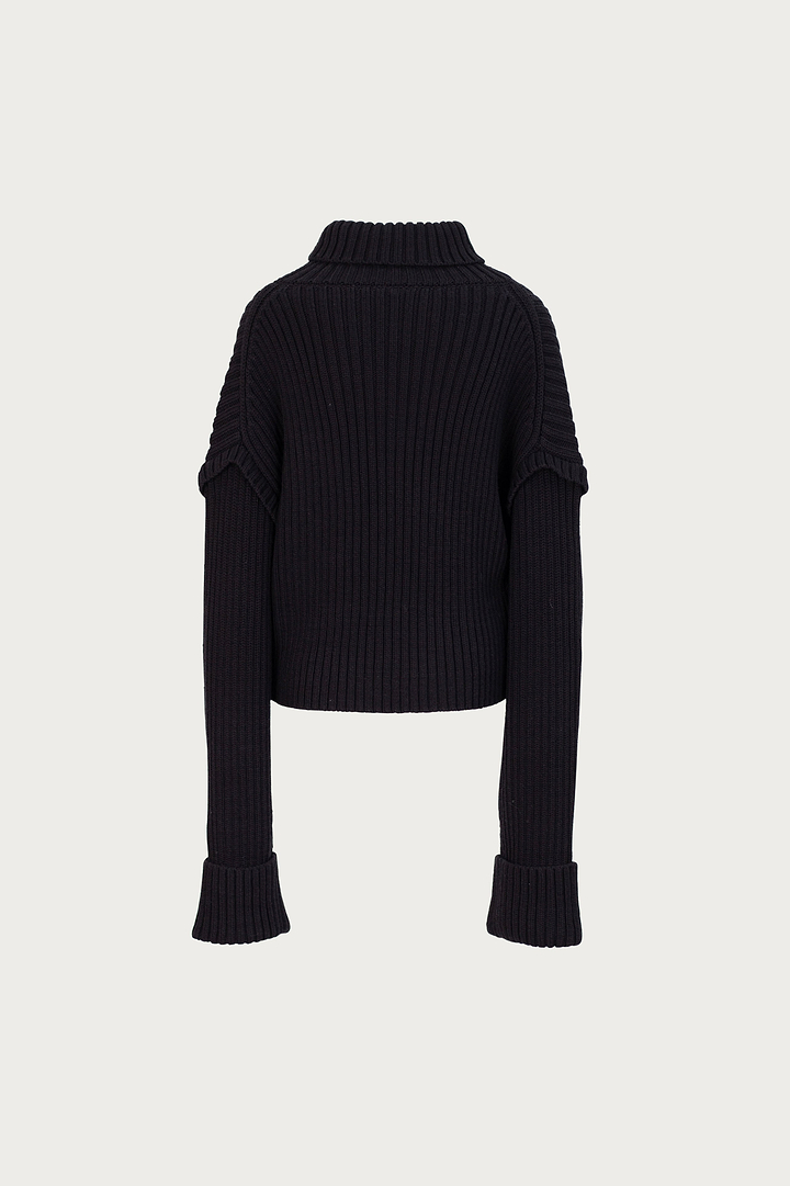 Oversized Ribbed Wool Sweater (Black)