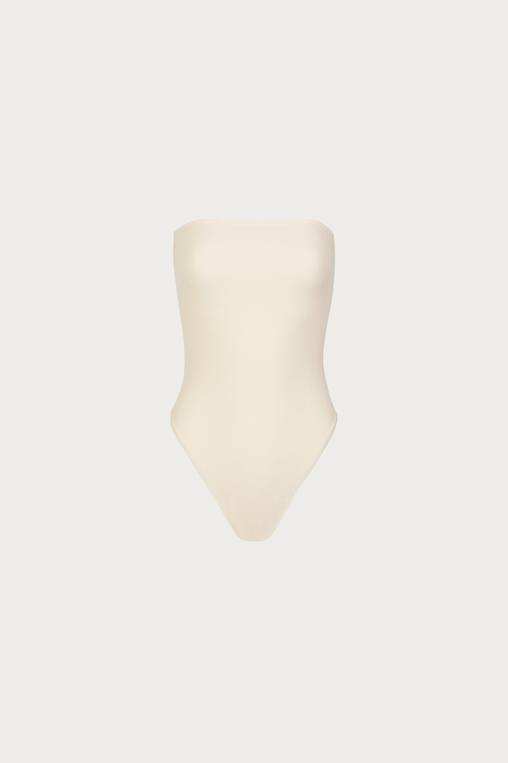Strapless One Piece (Faux Suede Cream)