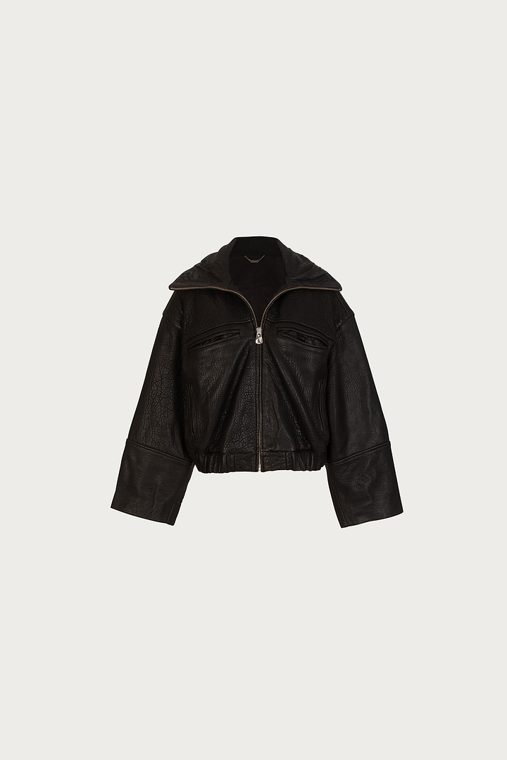 The Leather Bomber Jacket (Black)