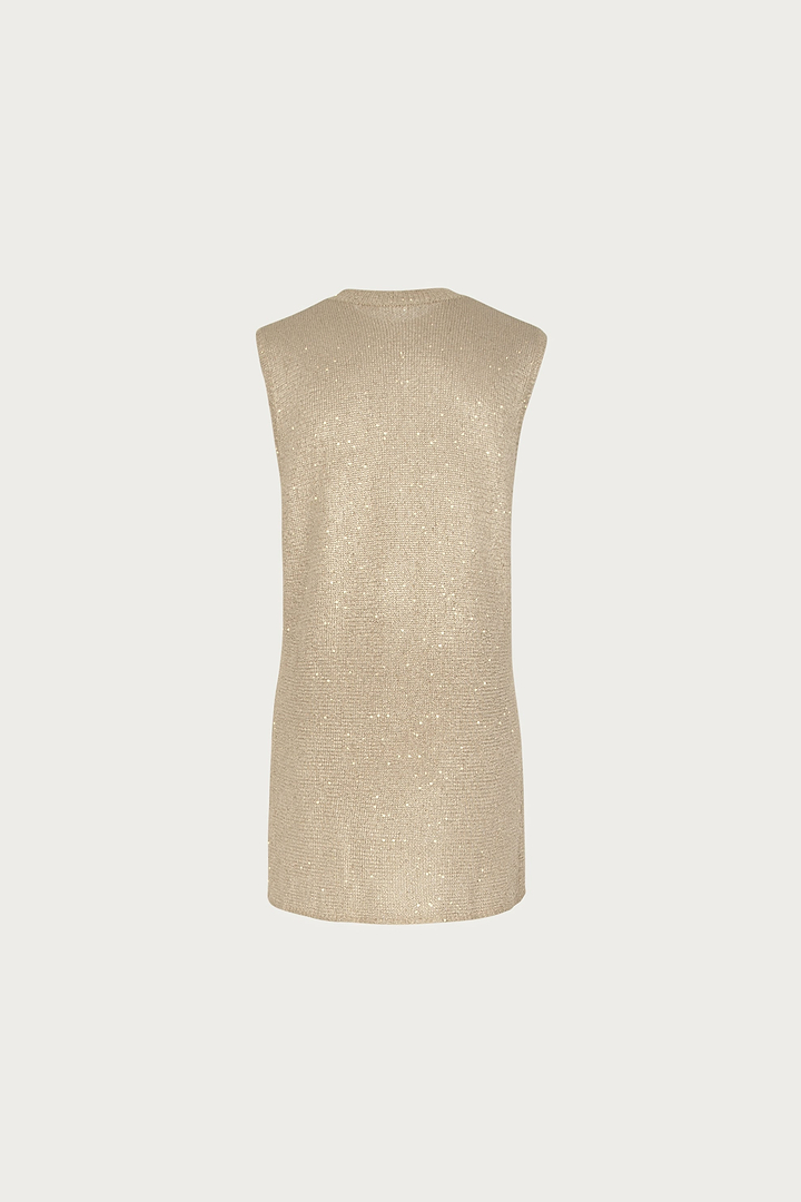 Sleeveless Knit Mini Dress (Light Gold Sequin)