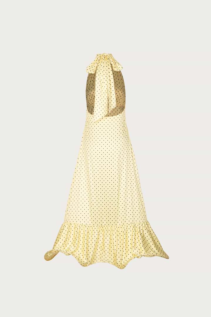 SAME Halter Flounce Midi Dress | Butter Yellow Polka Dot