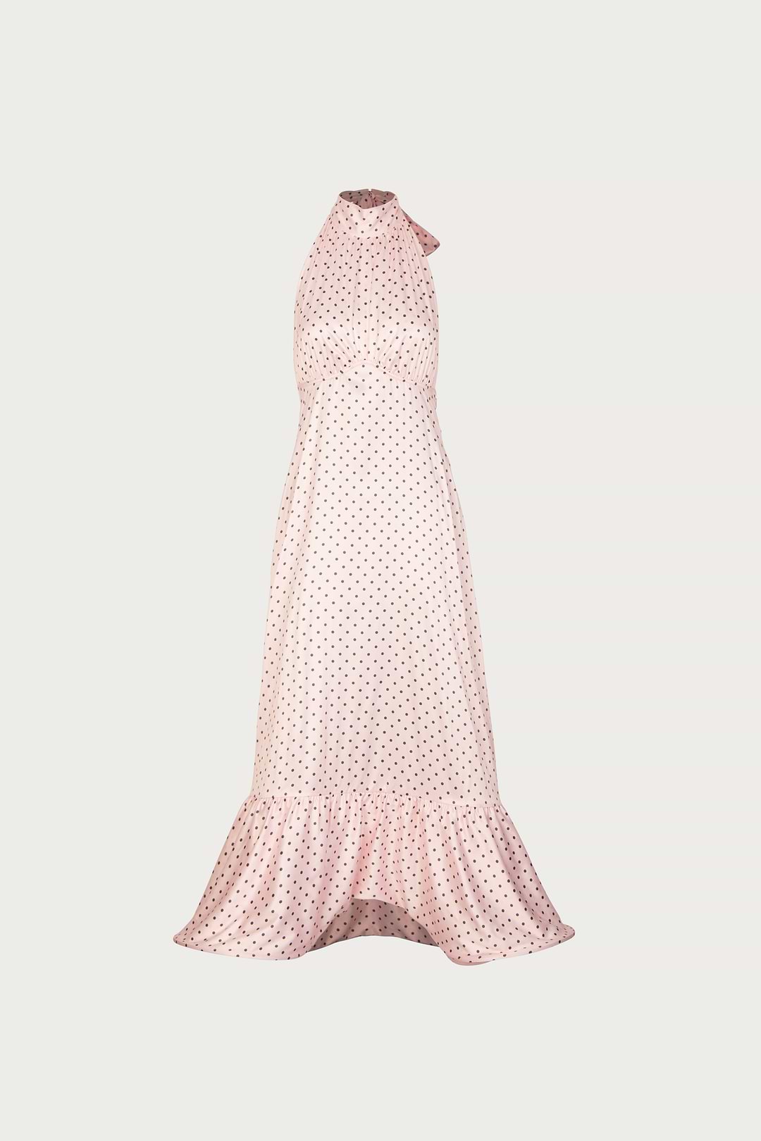 pink polka dot halter dress Women's Halter Neck Polka Dot Fringe Satin Midi Dress, Pink