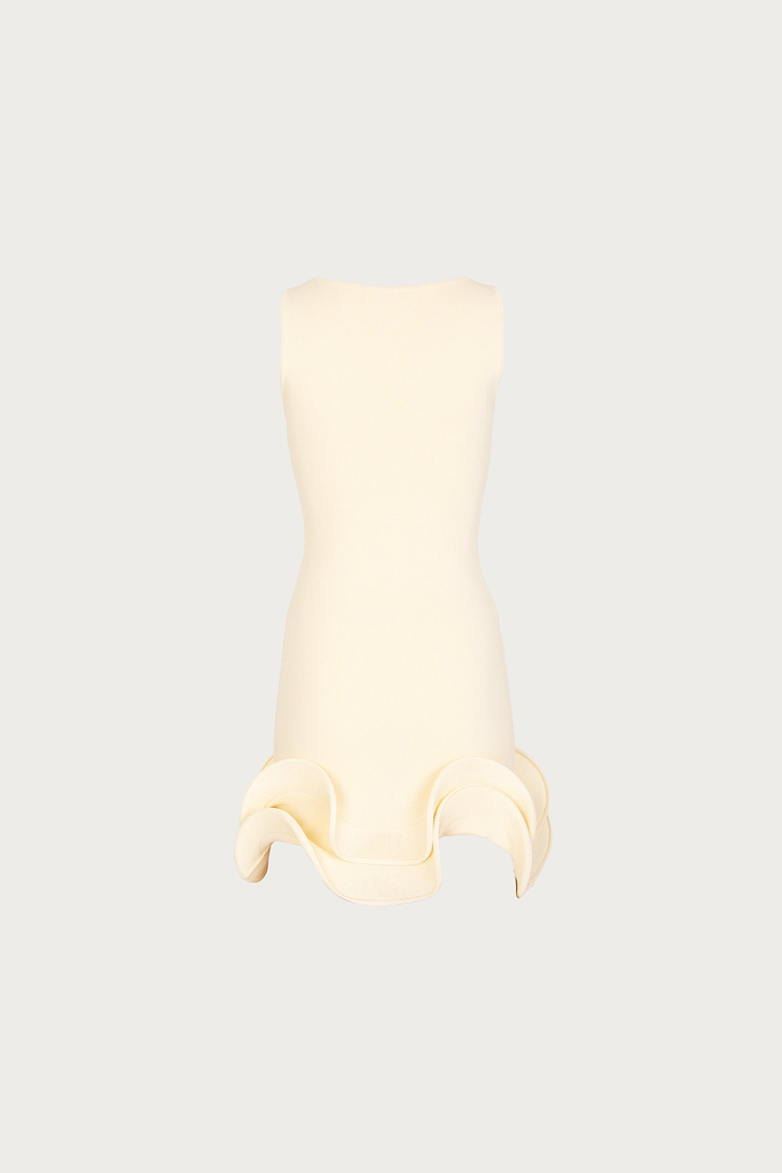 Double Ruffle Hem Mini Dress (Cream)