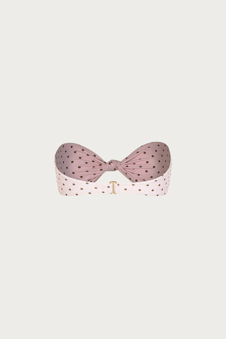 Knotted Bandeau Top (Pink Brown Polka Dot)