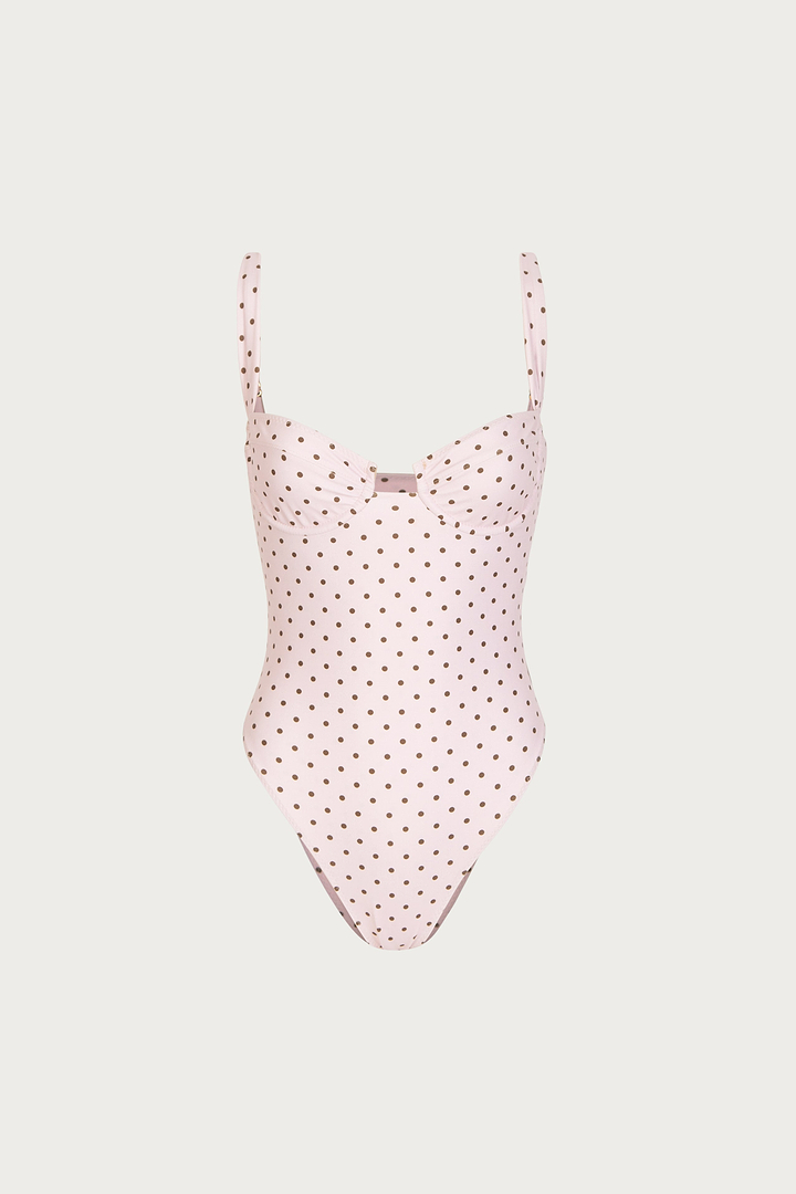Bustier One Piece (Pink Brown Polka Dot)