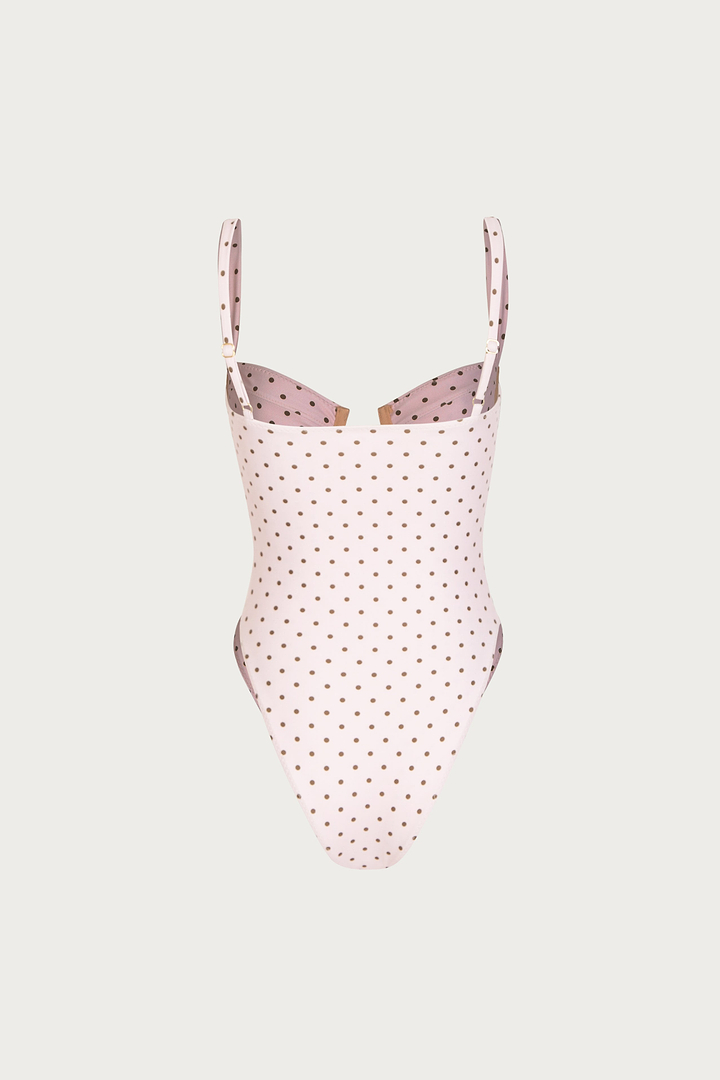 Bustier One Piece (Pink Brown Polka Dot)