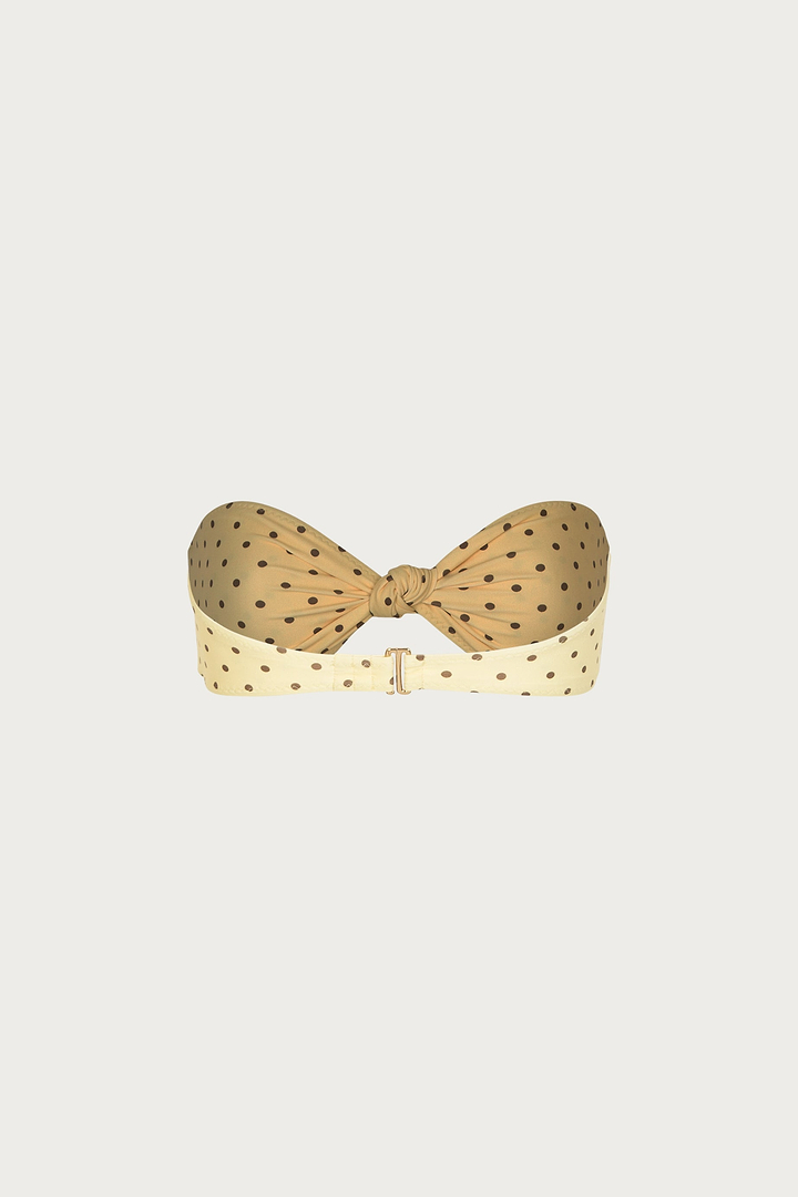 Knotted Bandeau Top (Yellow Brown Polka Dot)