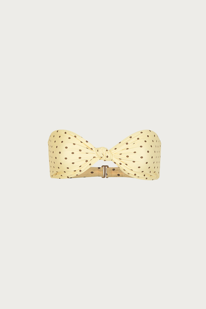 Knotted Bandeau Top (Yellow Brown Polka Dot)