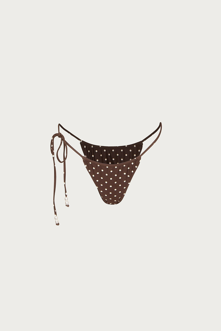 Beaded String Bottom (Brown Cream Polka Dot)