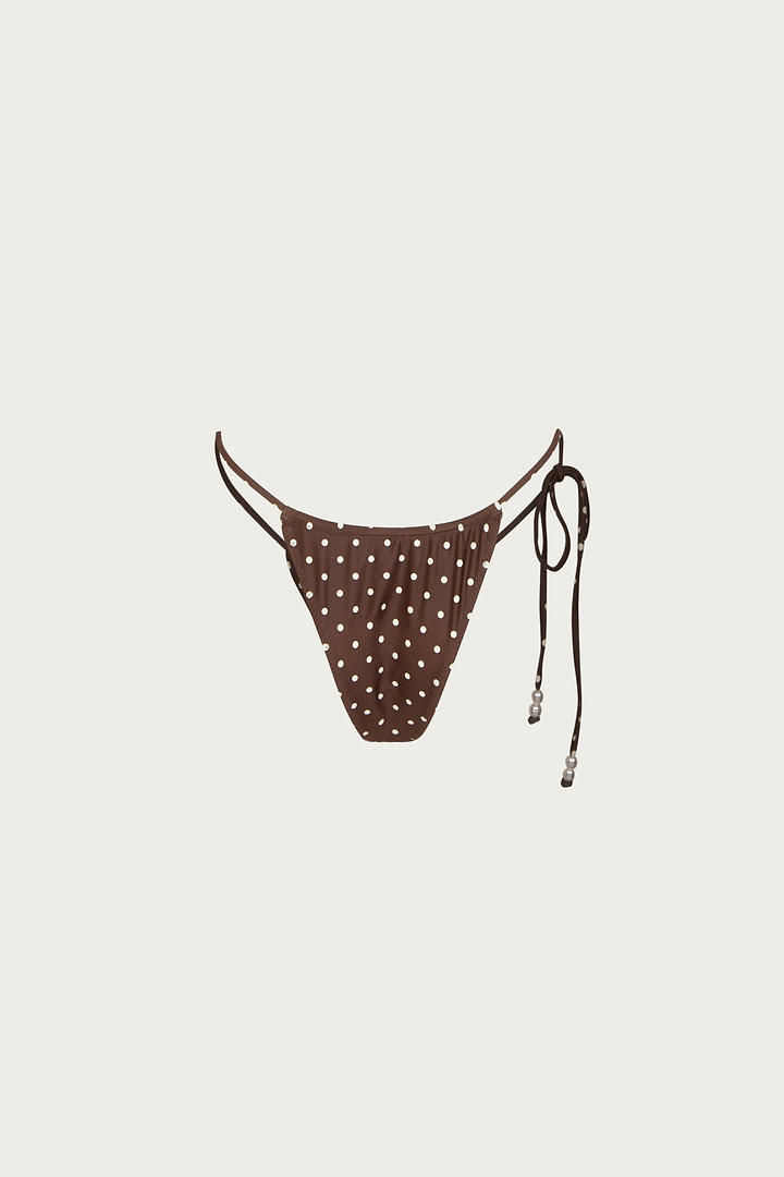Beaded String Bottom (Brown Cream Polka Dot)