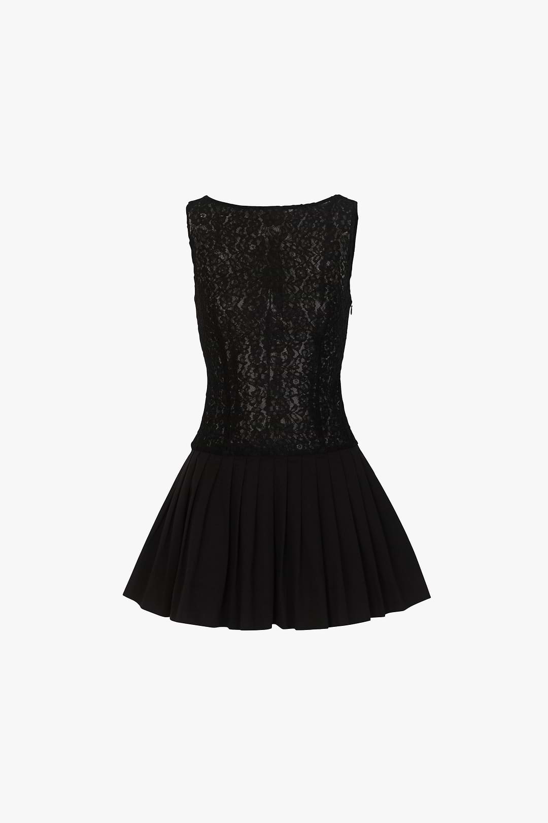 Lace Poplin Mini Dress (Black) Lace Poplin Mini Dress (Black)