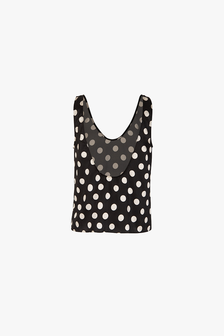 Silk Tank (Black Polka Dot)