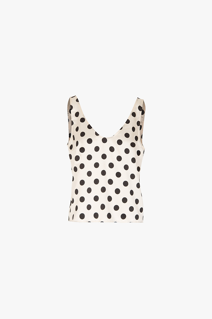 Silk Tank (Cream Polka Dot)