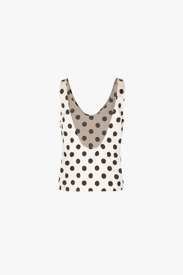 Silk Tank (Cream Polka Dot)