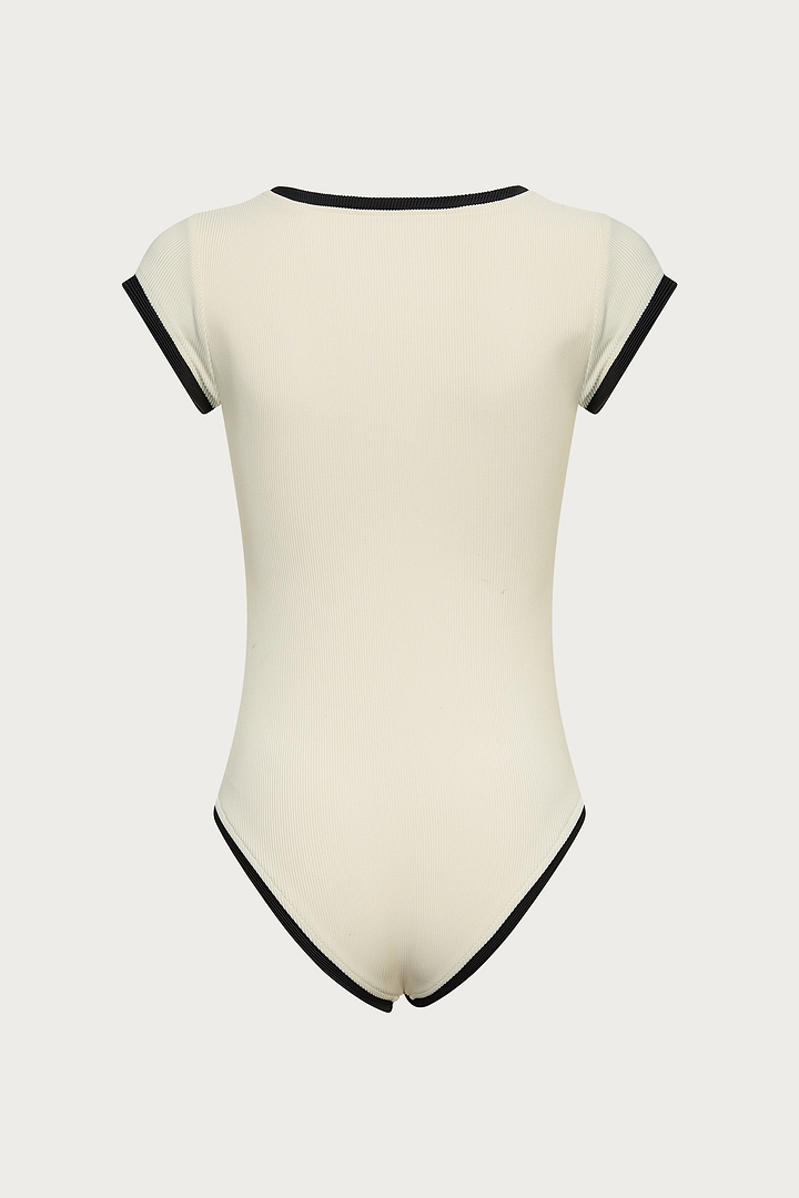 The Grace One Piece (Ribbed Cream/Black)