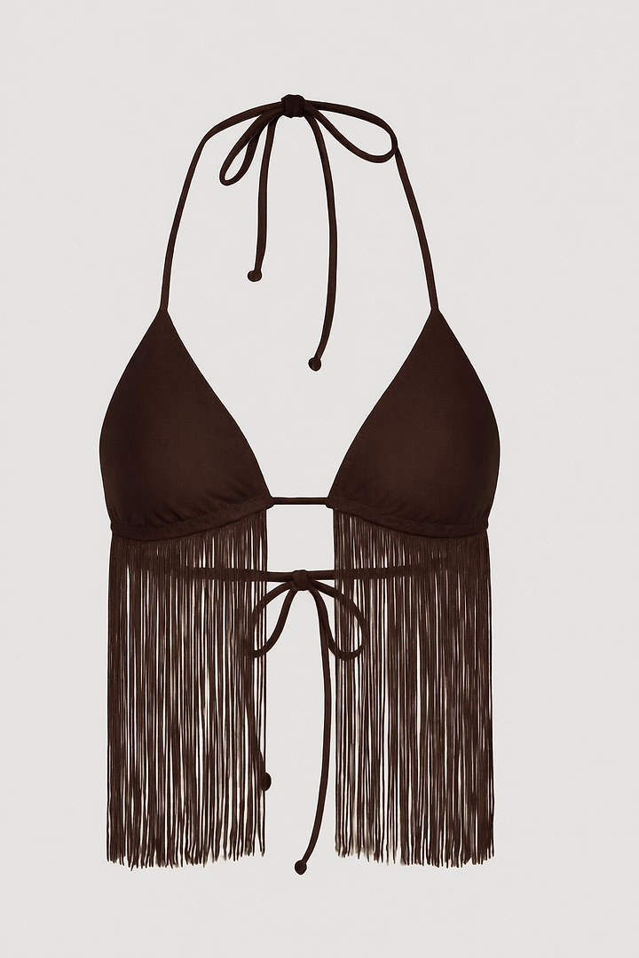 Fringe Triangle Top (Chocolate Brown)