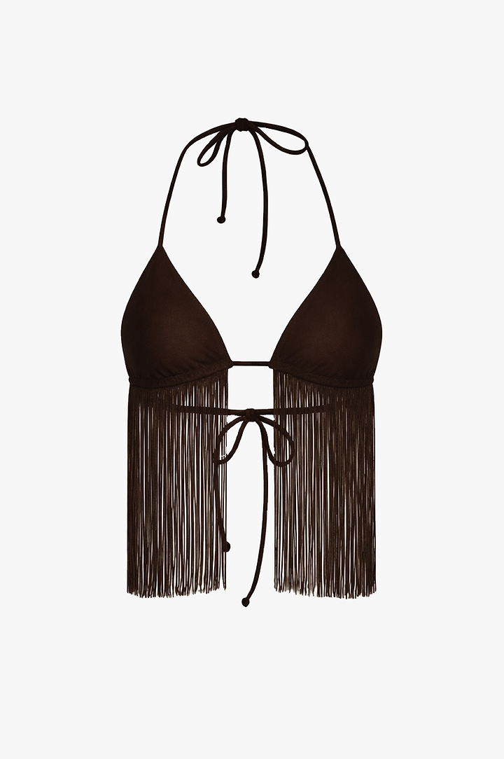 Fringe Triangle Top (Chocolate Brown)