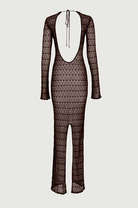 Keyhole Crochet Dress (Chocolate Brown/Black)