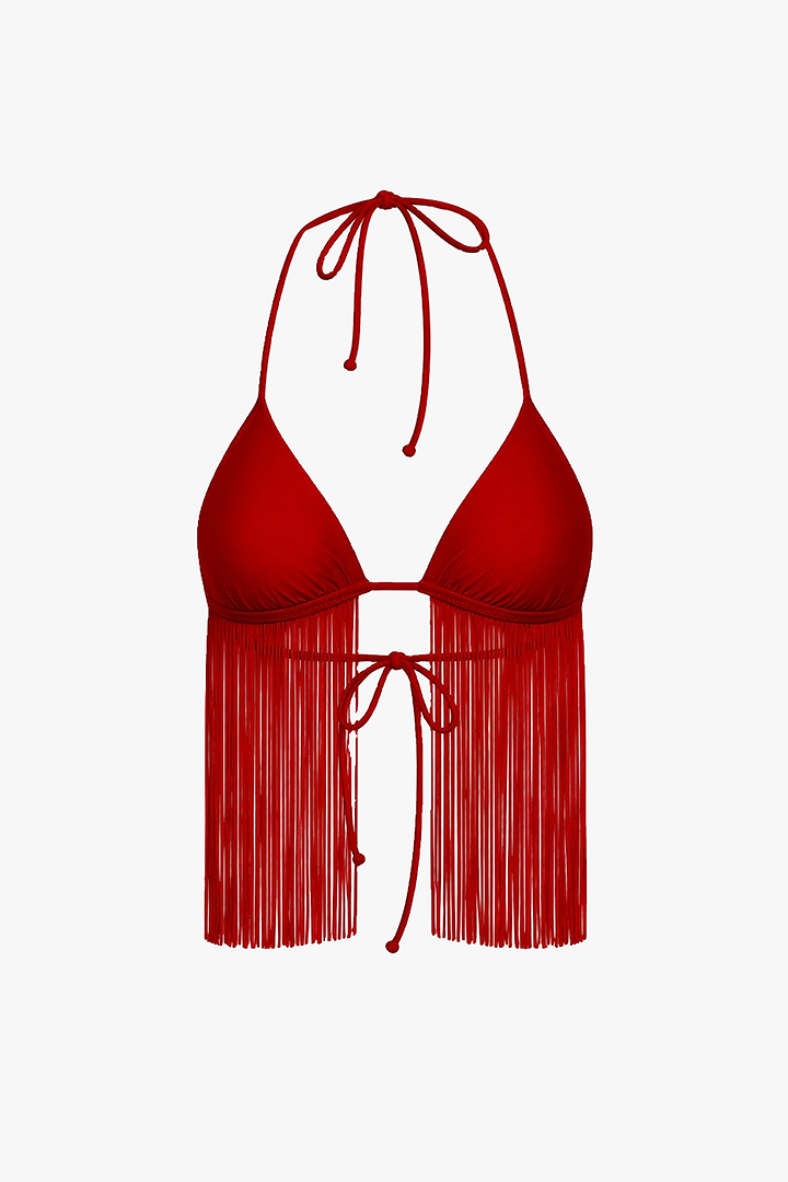 Fringe Triangle Top (Red)