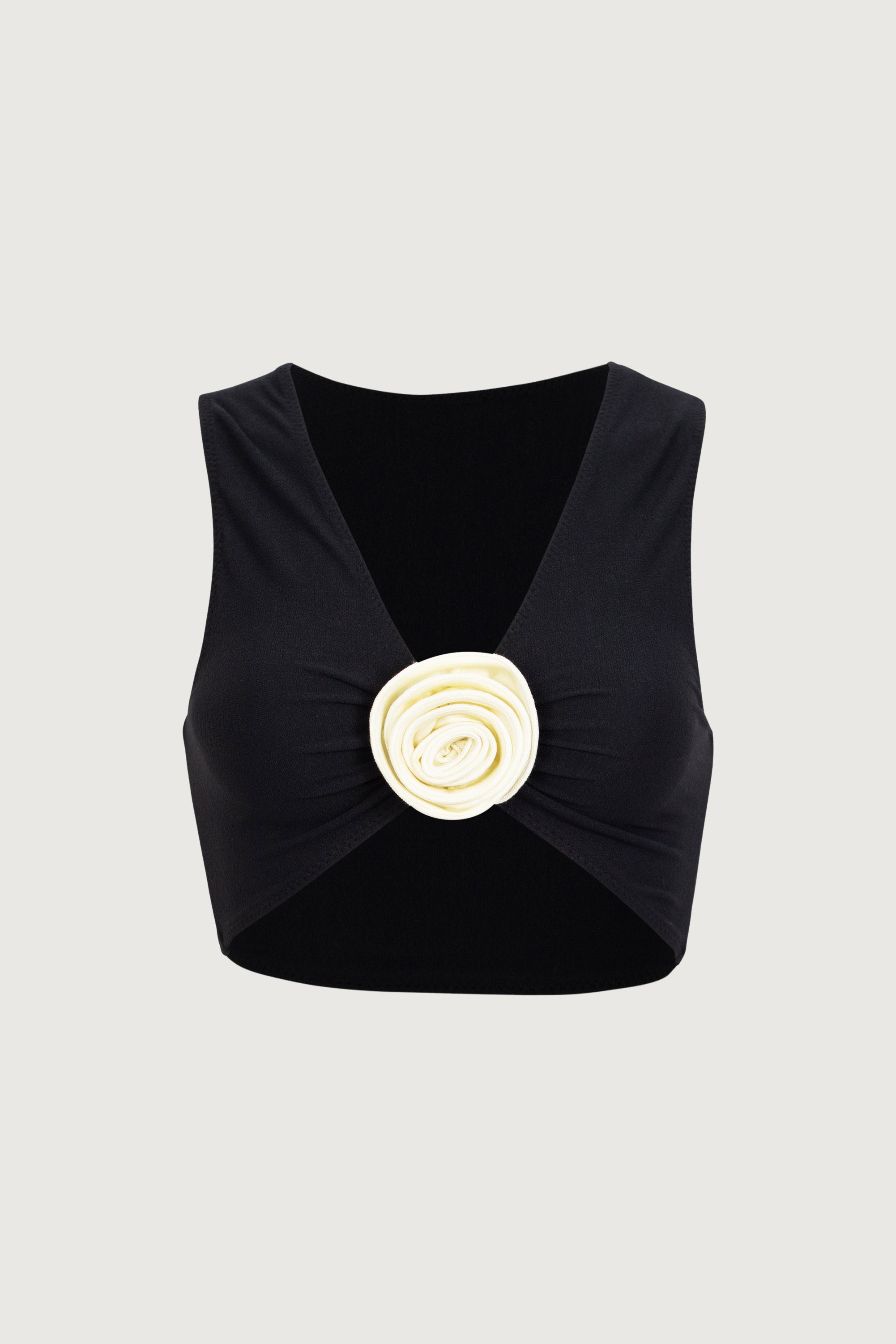 SAME Rose Tank Top | Faux Suede Black/Cream