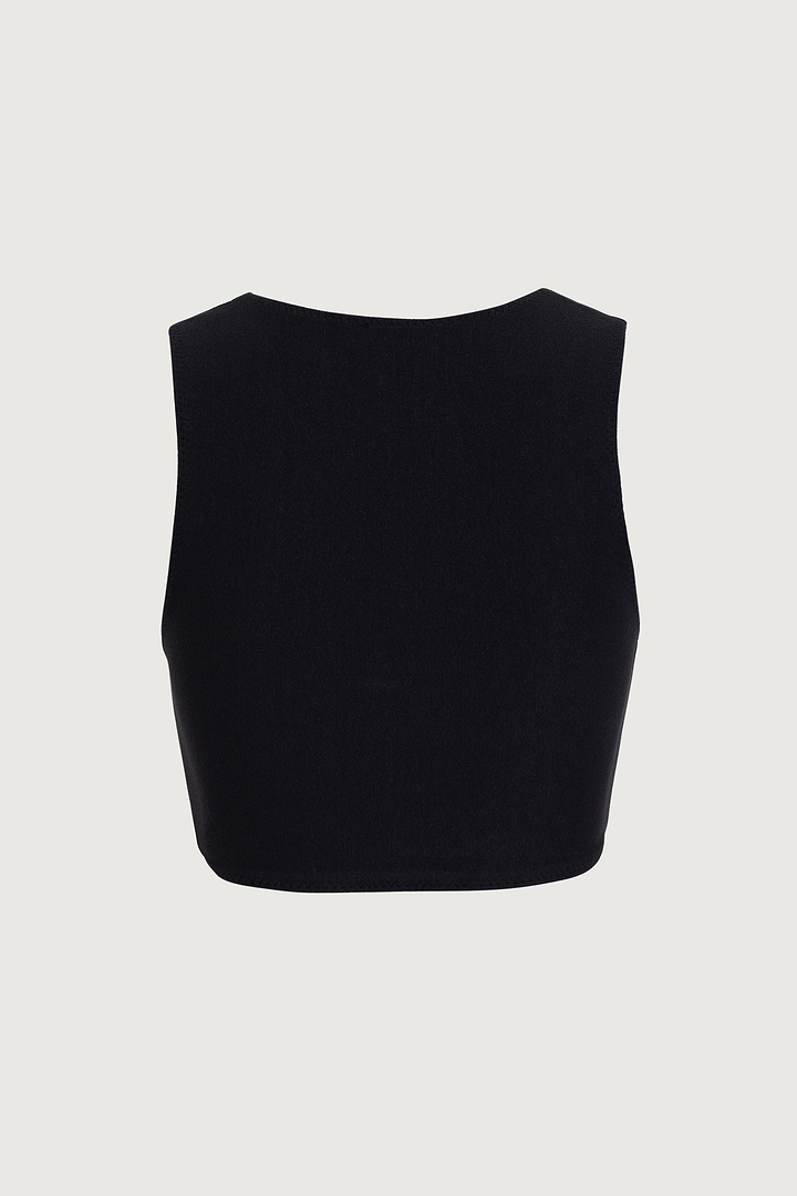 Rosette Tank Top (Faux Suede Black/Cream)