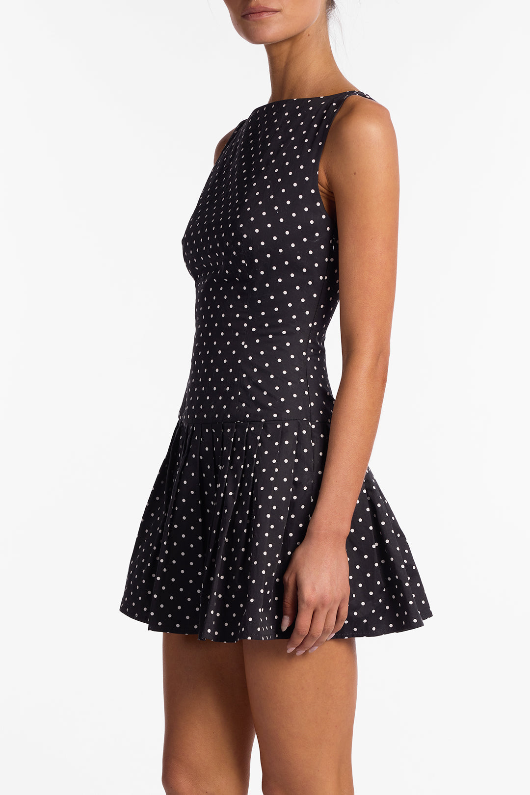 Poplin Mini Dress (Black Polka Dot)
