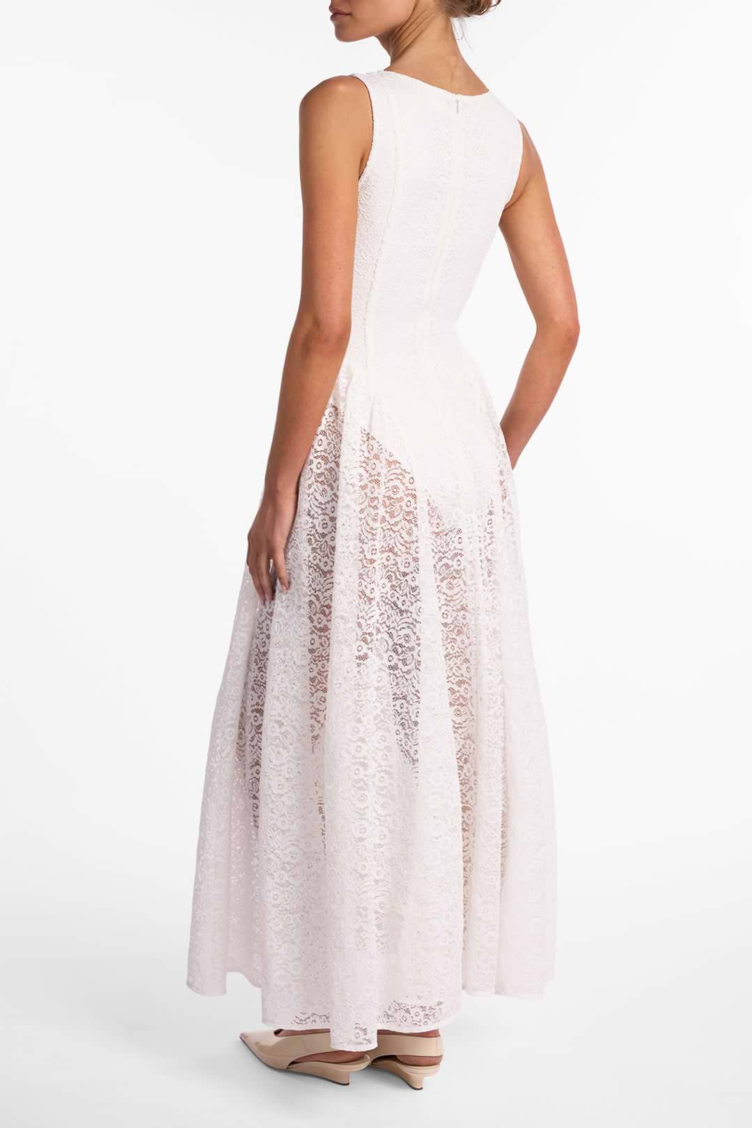 French Lace Midi Dress (White)