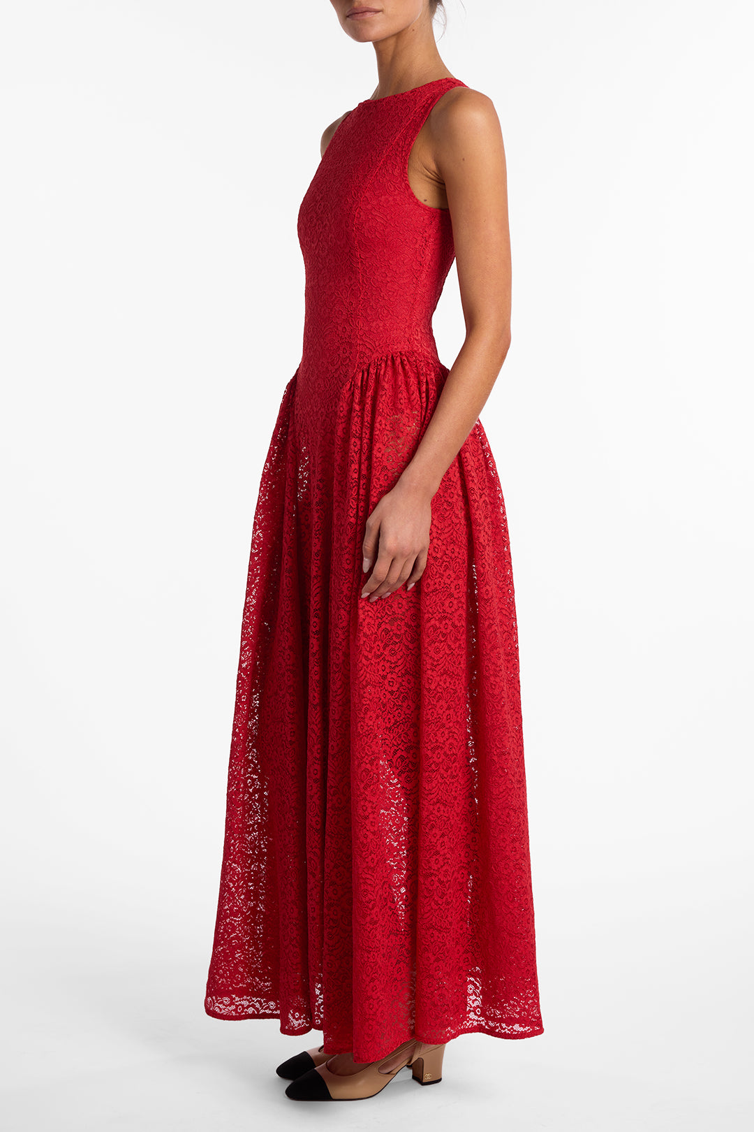 French Lace Midi Dress (Red)