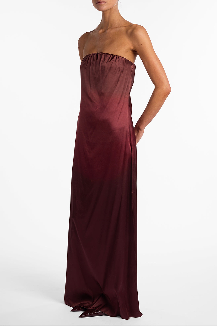 Strapless Draped Maxi (Brown Ombre)