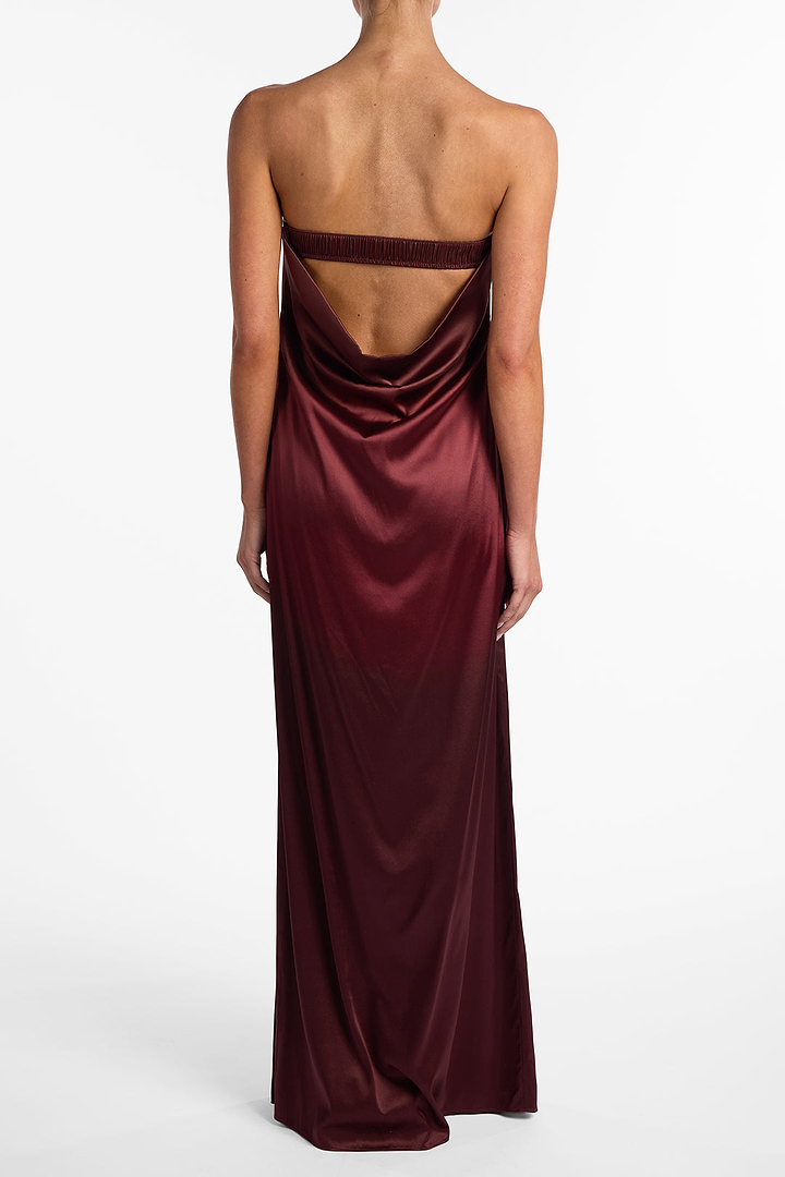 Strapless Draped Maxi (Brown Ombre)