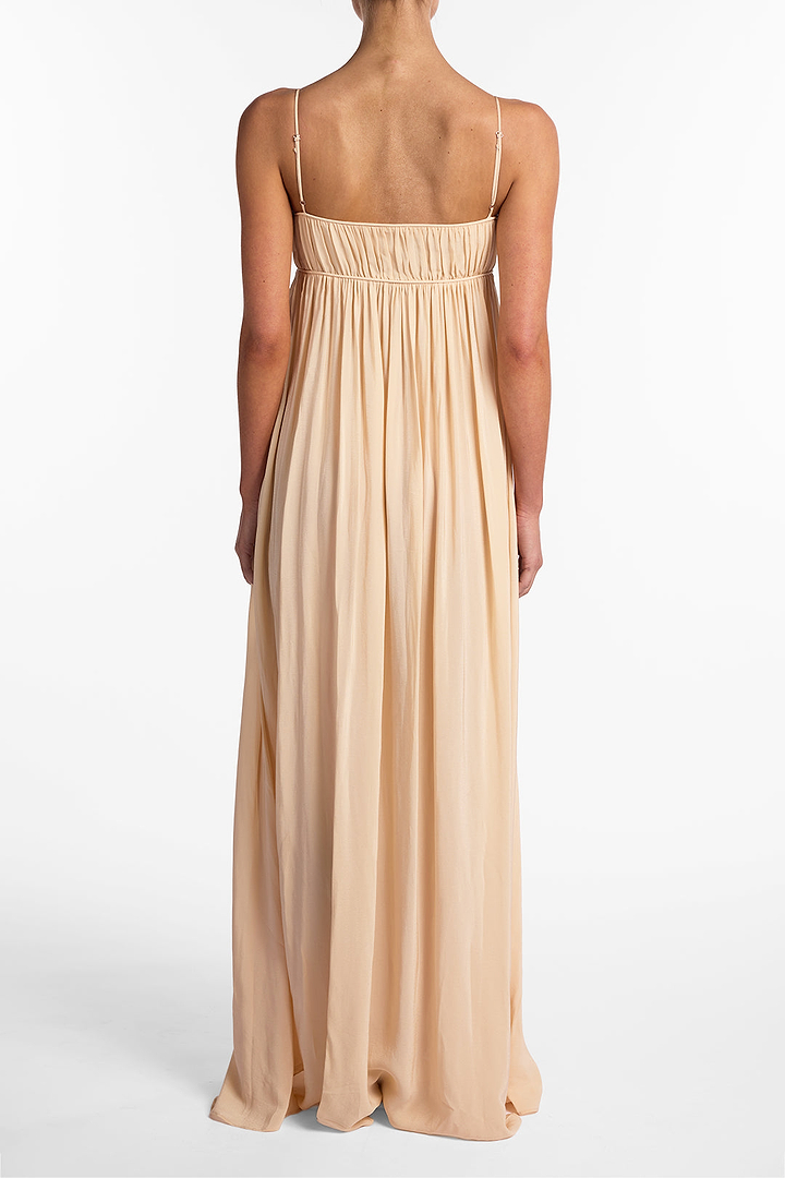 Ruched Chiffon Dress (Gold)