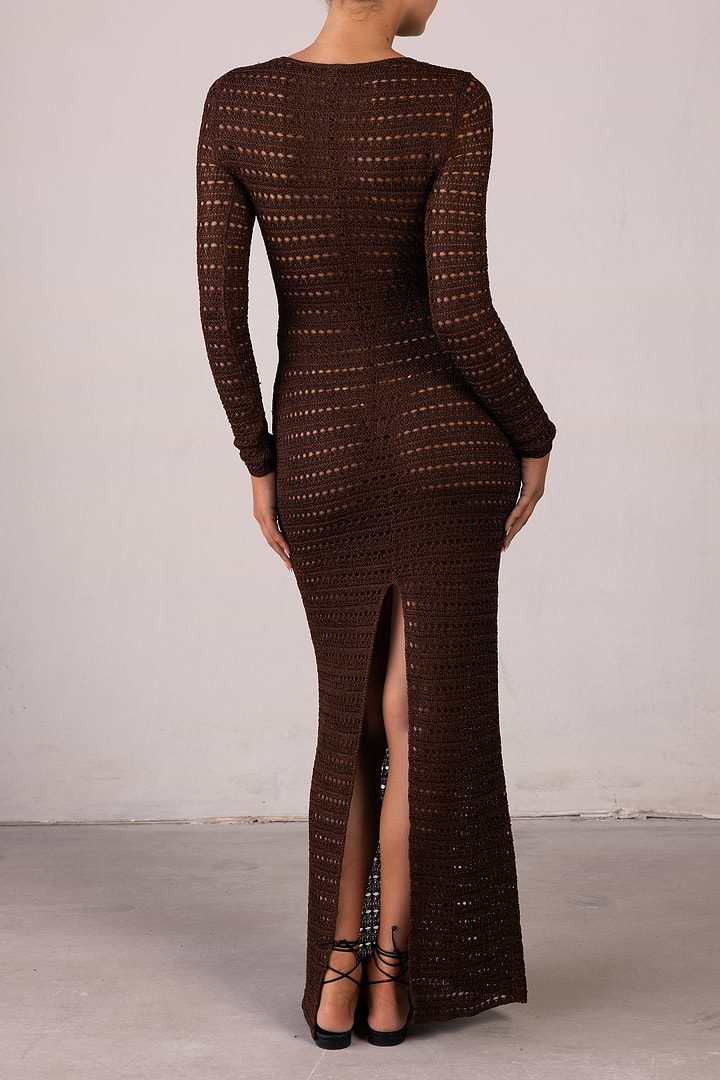 SAME Rosette Crochet Dress | Chocolate Brown | Women's Dress SAME Rosette Crochet Dress | Chocolate Brown | Women's Dress