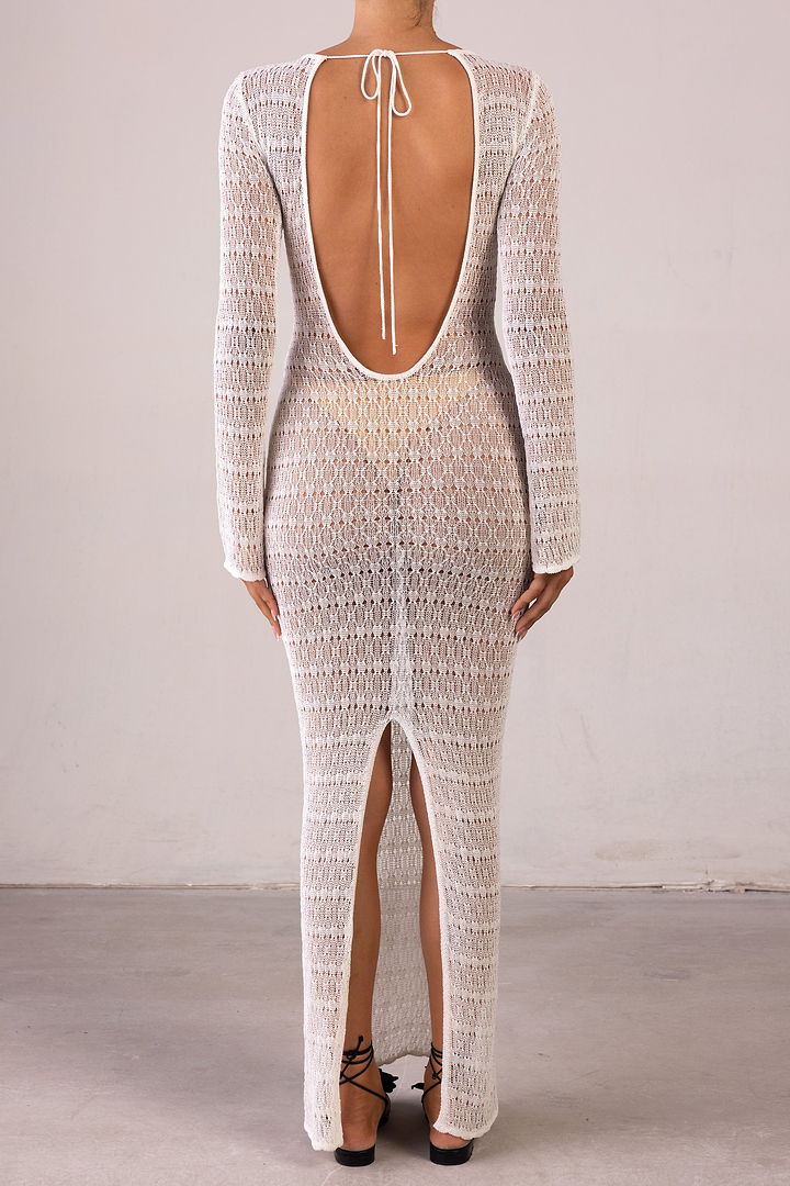 Keyhole Crochet Dress (Cream/Black)