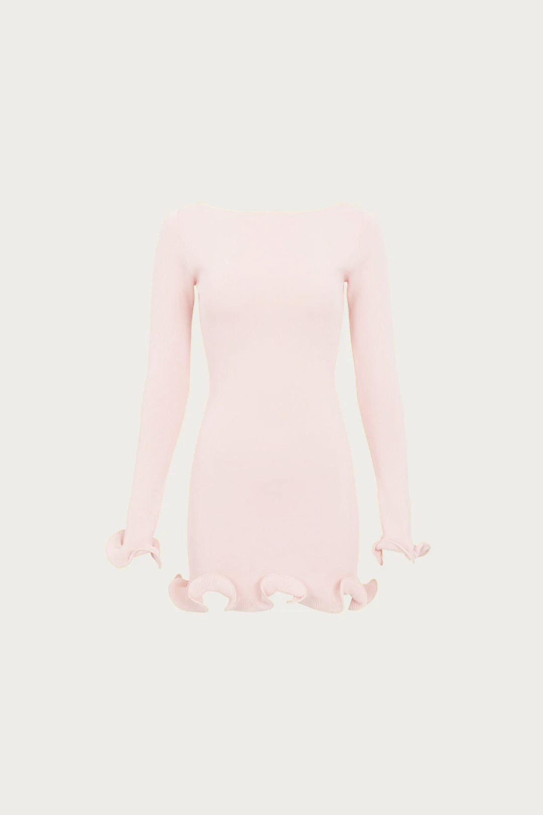 Ruffle Hem Mini Dress (Pale Pink)